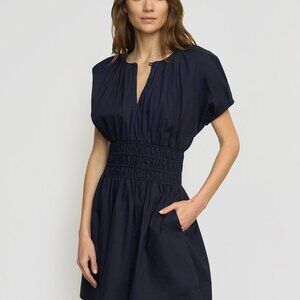 Modern Citizen Kaci Cinched-Waist Organic Cotton Dress Size XSDark Navy / XS